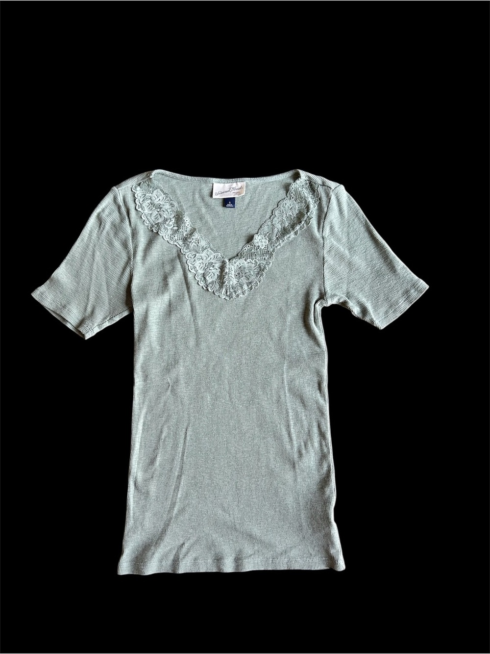 Universal Thread Lace-Trim Short Sleeve Top - Sage Green